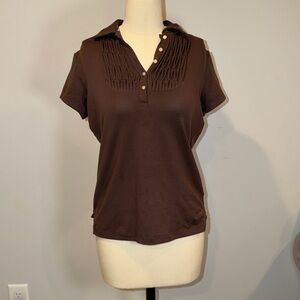 Lady Hagen Brown Button Down Shirt